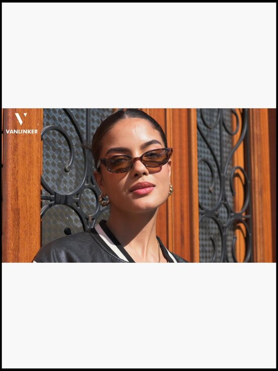 Retro Semi Oval Polarized Sunglasses, Vintage Narrow Rectangle Frame main image 5